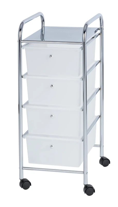 WENKO 16612100 Household and bathroom trolley Messina - with wheels, 4 drawers, Steel, 33 x 80.5 x 39 cm, Chrome