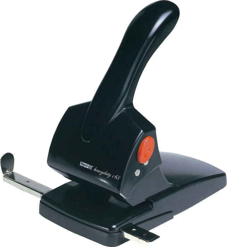 Rapid Fashion HDC65 Heavy Duty 2 Hole Punch, Punches up to 65 Sheets, Adjustable Guide Bar, Ergonomic Handle, Black, 20922601