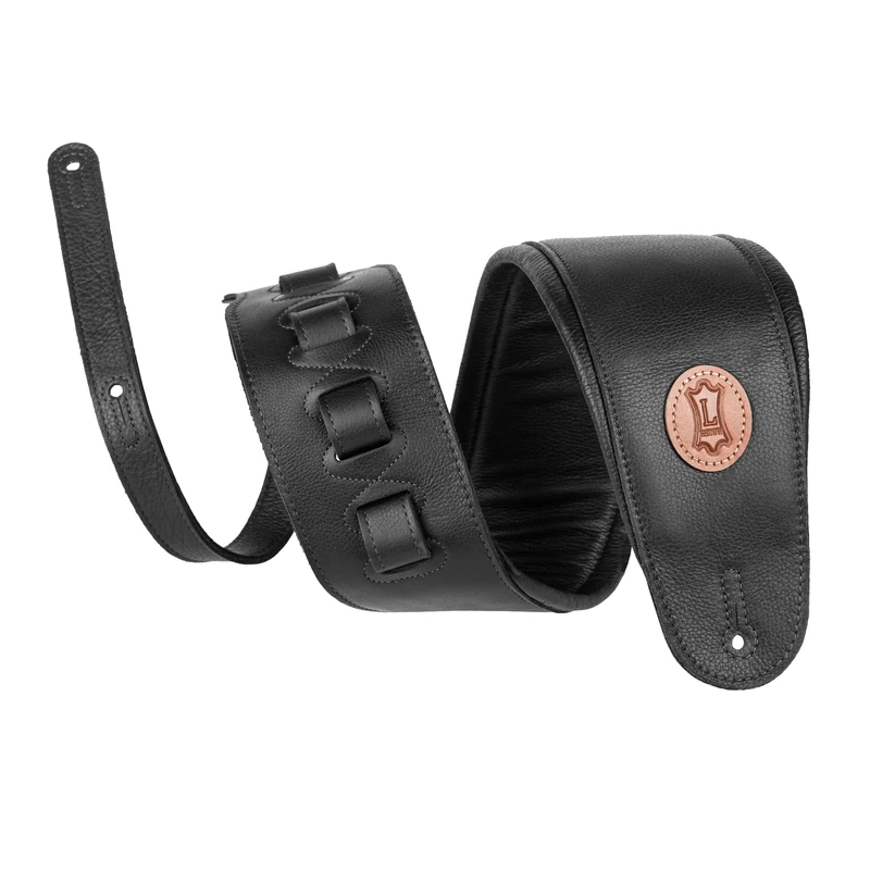 Levy's Leathers MSS2-4-BLK Garment Leather Bass Guitar Strap, Black - Image 1