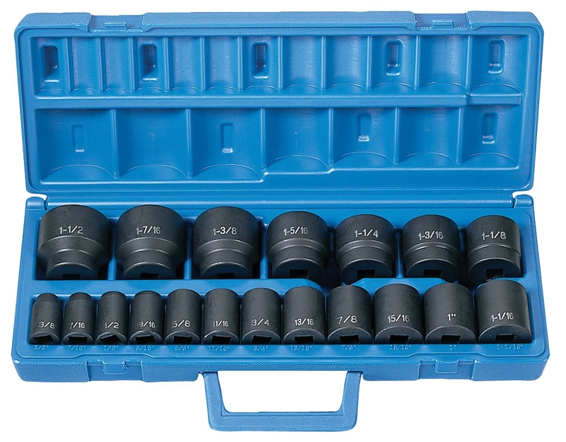 Grey Pneumatic (1319 1/2" Drive 19-Piece Standard Length Fractional Master Socket Set