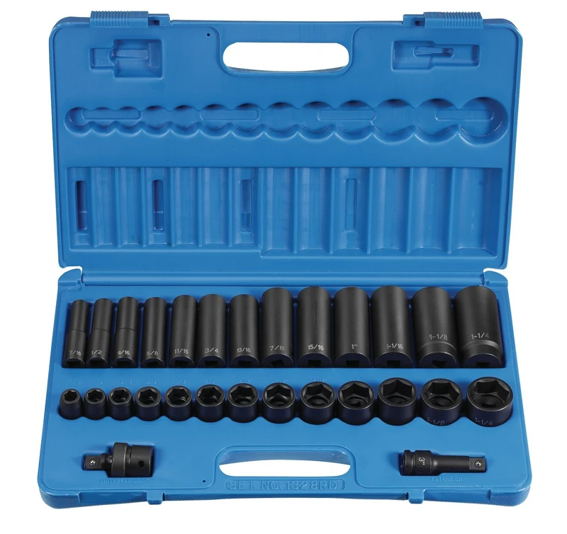 Grey Pneumatic (1328RD 1/2" Drive 28-Piece Standard/Deep Socket Set