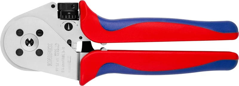KNIPEX Four-Mandrel Crimping Pliers for Turned Contacts Chrome-Plated with Multi-Component Handles 230 mm, 97 52 65