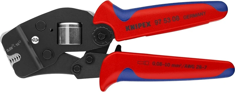 KNIPEX Self-Adjusting Crimping Pliers for Wire Ferrules with Front Loading in Blister with Multi-Component Handles 190 mm, 97 53 08 SB