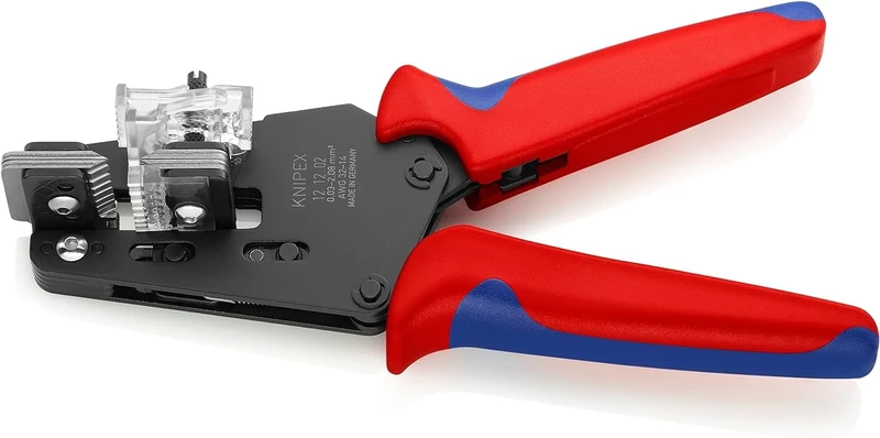 KNIPEX Precision Insulation Stripper with Adapted Blades with Multi-Component Handles 195 mm, 12 12 02