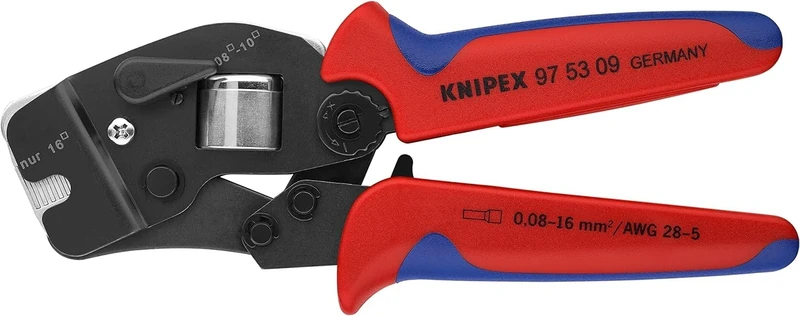 KNIPEX Self-Adjusting Crimping Pliers for Wire Ferrules with Front Loading, 0.08-16 mm², Square Compression, Crimping Tool, Wire Crimper, 97 53 09