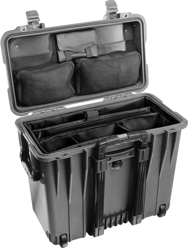 PELI 1440 Protective Top Loader Case With Adjustable Padded Office Dividers and Lid Organizer, IP67 Watertight, 82L Capacity, Made in US, Black