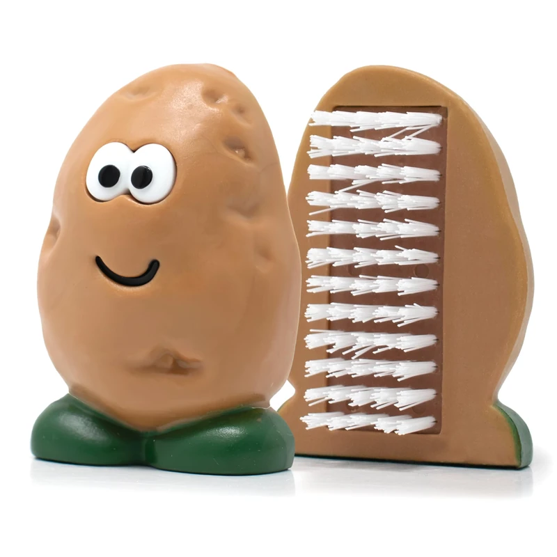 Joie Spud Dude Potato Scrubbing Brush – Fun & Durable Vegetable Brush for Cleaning Potatoes and Root Vegetables, Brown - Image 1