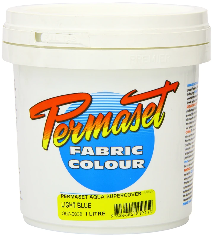 Permaset Aqua Standard 1 Litre Light Blue - Screen Printing Ink for Fabric - Ideal Screen Printing Kit for Home Office, Starter Kit, Fabric Paint, Screen Printer and Other Fabric Ink