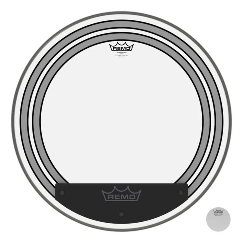 Remo "Remo drum head Powersonic transparent bass drum 20"drumhead clear " PW-1320-00", colorless