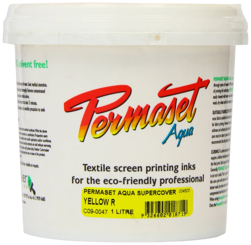 Permaset Aqua Standard 1 Litre Yellow - Screen Printing Ink for Fabric - Ideal Screen Printing Kit for Home Office, Starter Kit, Fabric Paint, Screen Printer and Other Fabric Ink