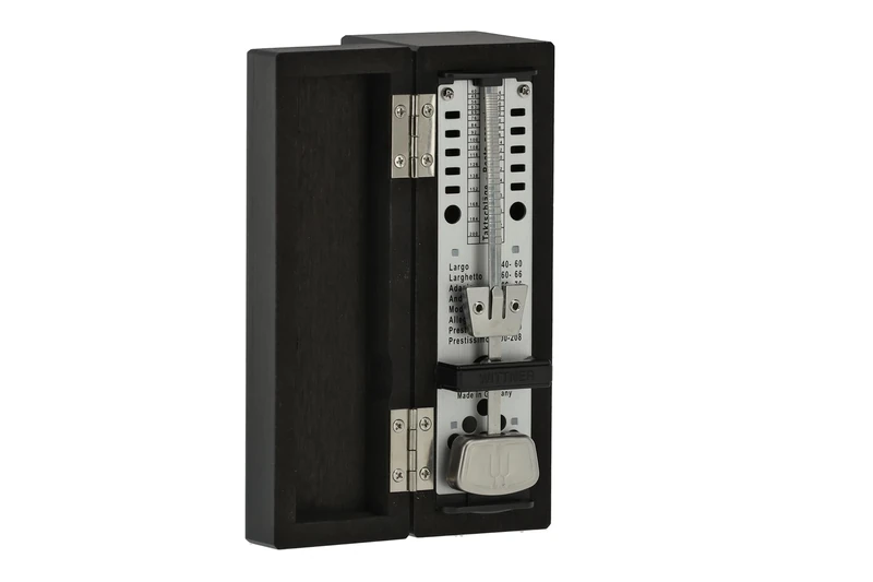 Wittner Metronome Taktell Super-Mini Series 880.2 - Solid wood casing - Without bell - Matte black - Mechanical winding - No batteries required - Made in Germany