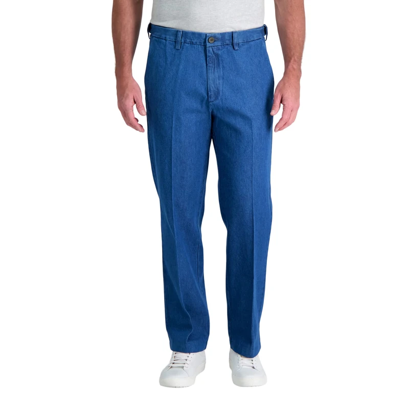 Haggar Men's Pleat & Flat Front Denim - Regular and Big & Tall Sizes, Medium Stonewash, 44W x 32L