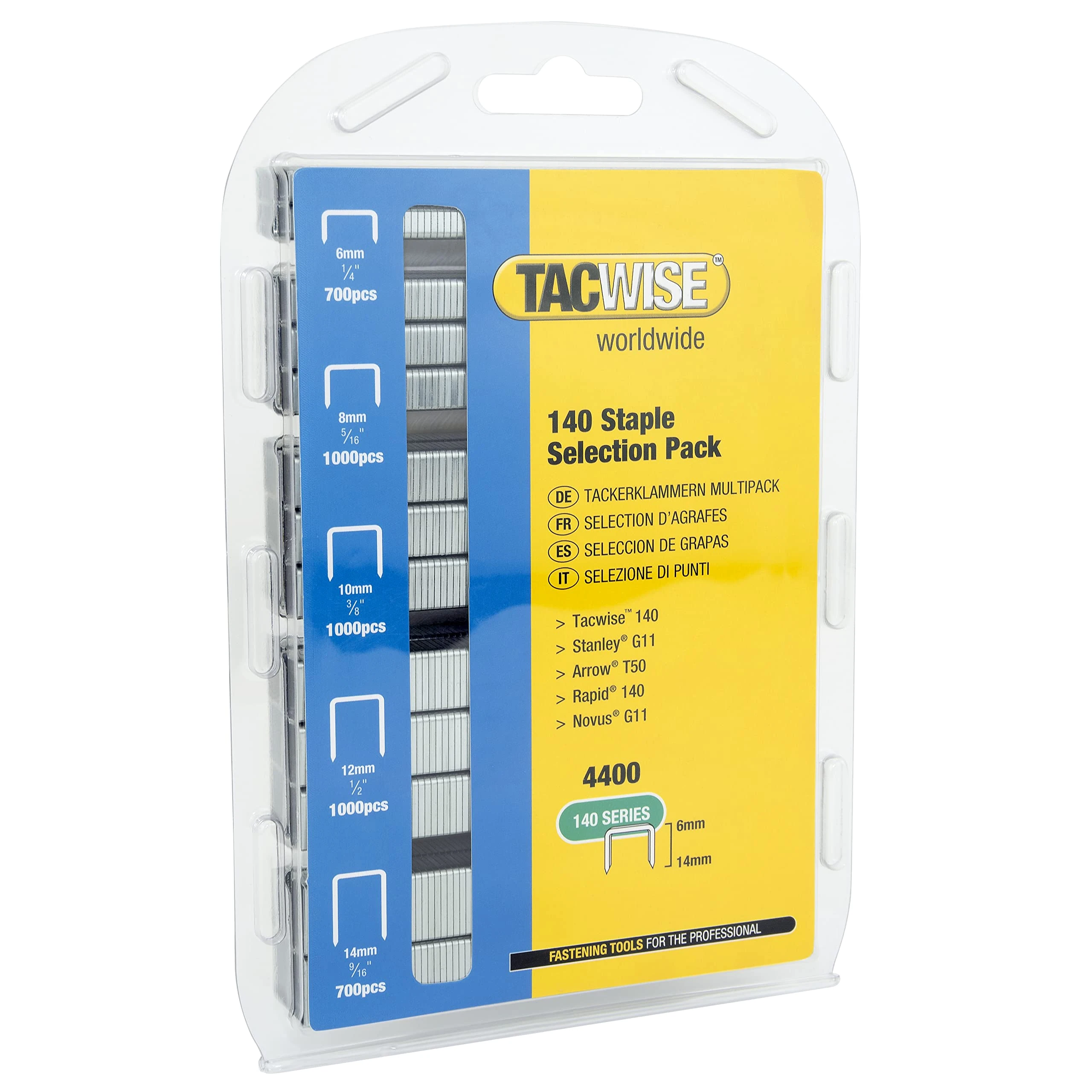 Tacwise 0350 Selection Pack of Type 140/6-14mm Heavy Duty Galvanised Staples, Pack of 4400, Silver
