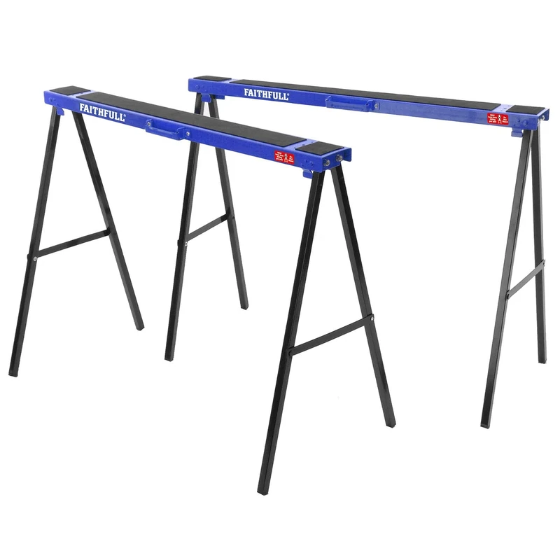 Faithfull FAITRESTLES Folding Steel Trestles / Saw Horse Pair 400kg capacity