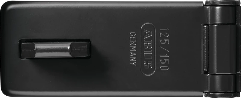 ABUS Hasp and staple 125/150 - Device for padlocks - sturdy steel construction with hardened steel eyelet - high security - robust hinge pins, protected against being driven out - Black