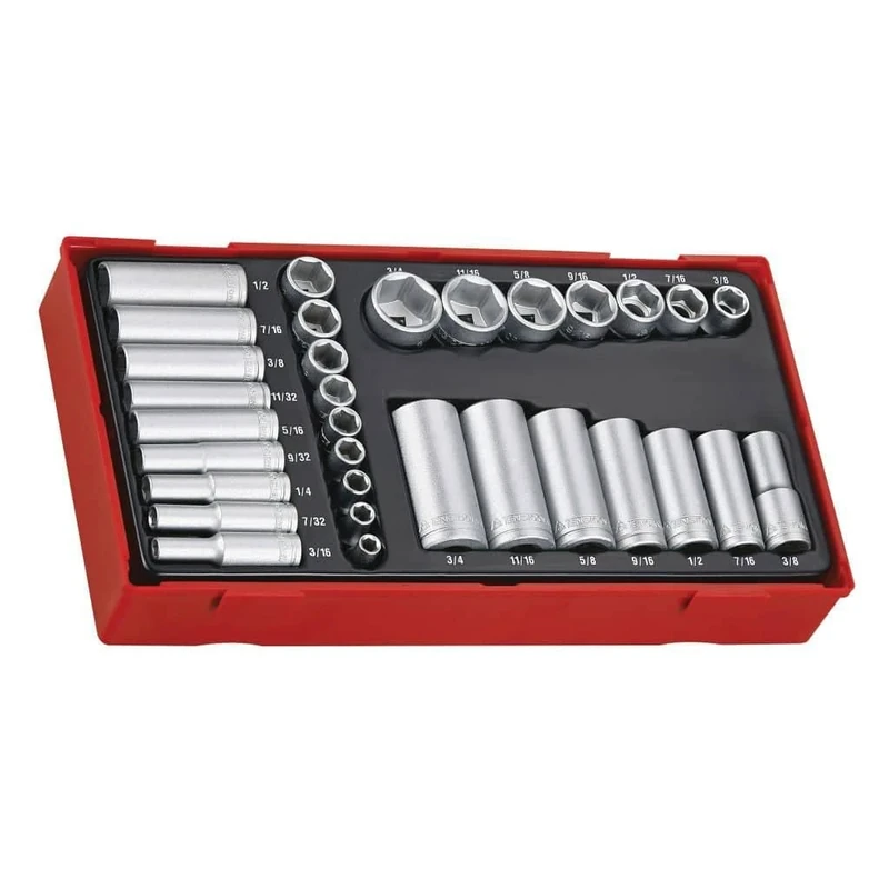 Teng TTAF32 1/ 4-3/ 8-inch Regular/ Deep Socket Set Drive (32 Pieces)