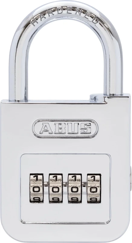 ABUS Combination Lock 160/50-4 Digit Code Padlock in high-Gloss Chrome Look - with Individually Adjustable Combination Code - ABUS Security Level 6 - Silver