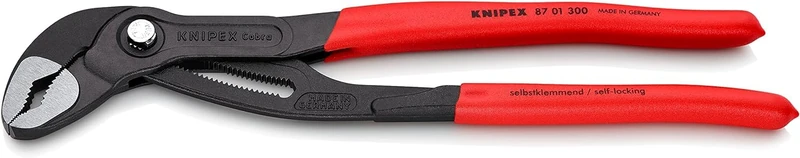 KNIPEX Cobra High-Tech Water Pump Pliers Self-Service Card with Non-Slip Plastic Coating 300 mm, 87 01 300 SB - Image 1