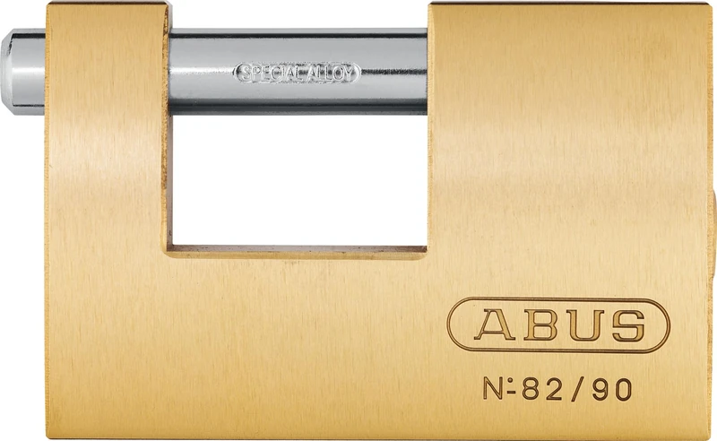 ABUS Padlock 82/90 - Monoblock Brass Lock, Hardened Steel Bolt