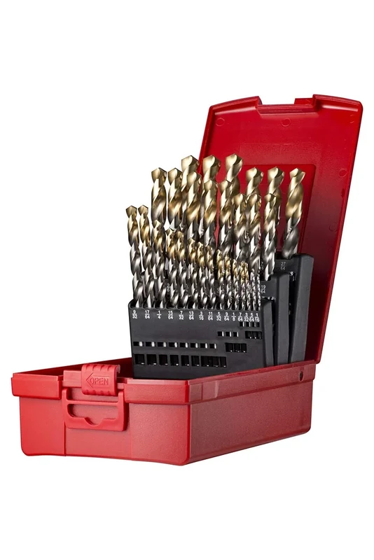 Dormer A09518 HSS High Speed Steel Jobber Drill Bit Set with 118 Degree Tin Tipped Split Point, Set of 29