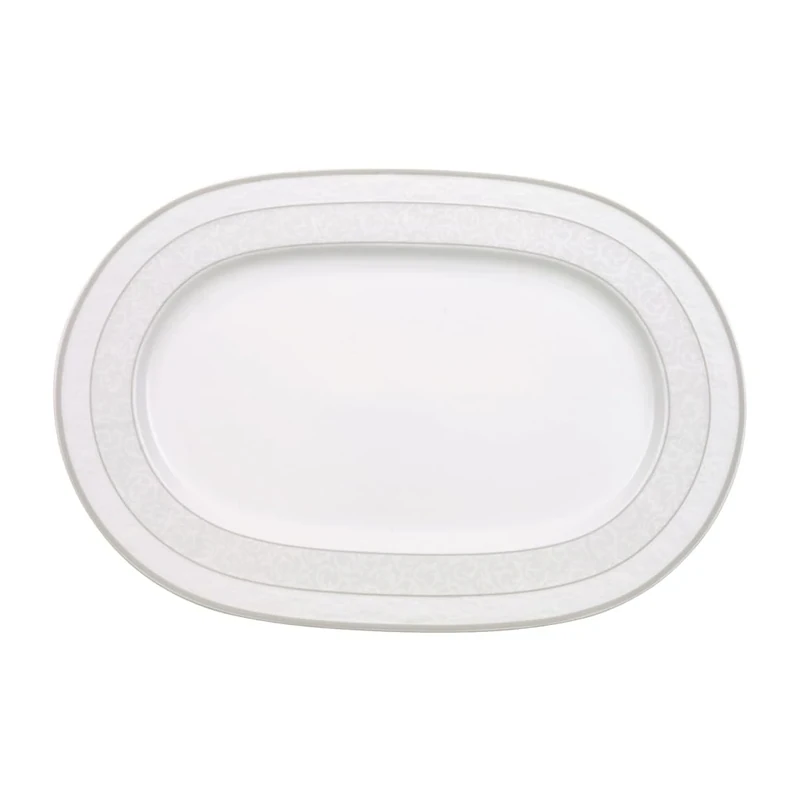 Villeroy & Boch - Gray Pearl Platter, Elegant Platter with Decoration Made of high Quality Premium Bone Porcelain, 35 cm