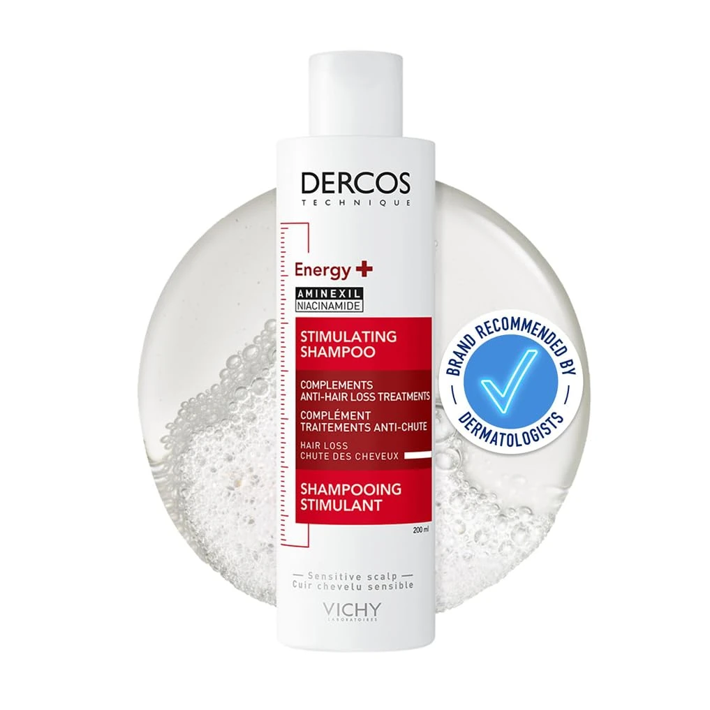 Vichy Dercos Energy+ Anti-Hair Loss Stimulating Shampoo for Damaged Hair, Enriched With Aminexil 200ml