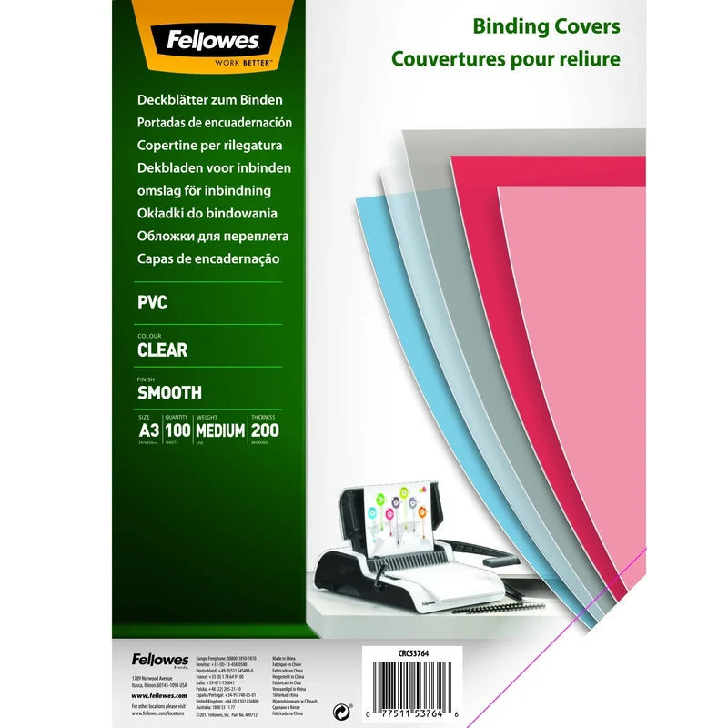 Fellowes Binding Covers Clear A3 PVC 200 Micron - Pack of 100