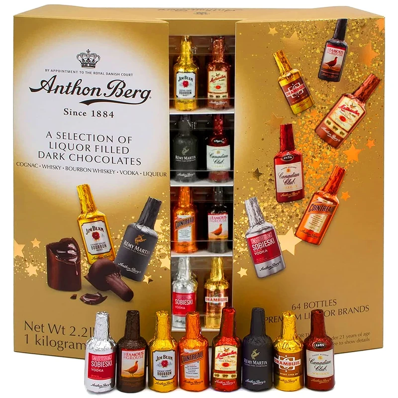 Anthon Berg Liquor Filled Dark Chocolates Gift Box Assortment Pack (Pack of 64)