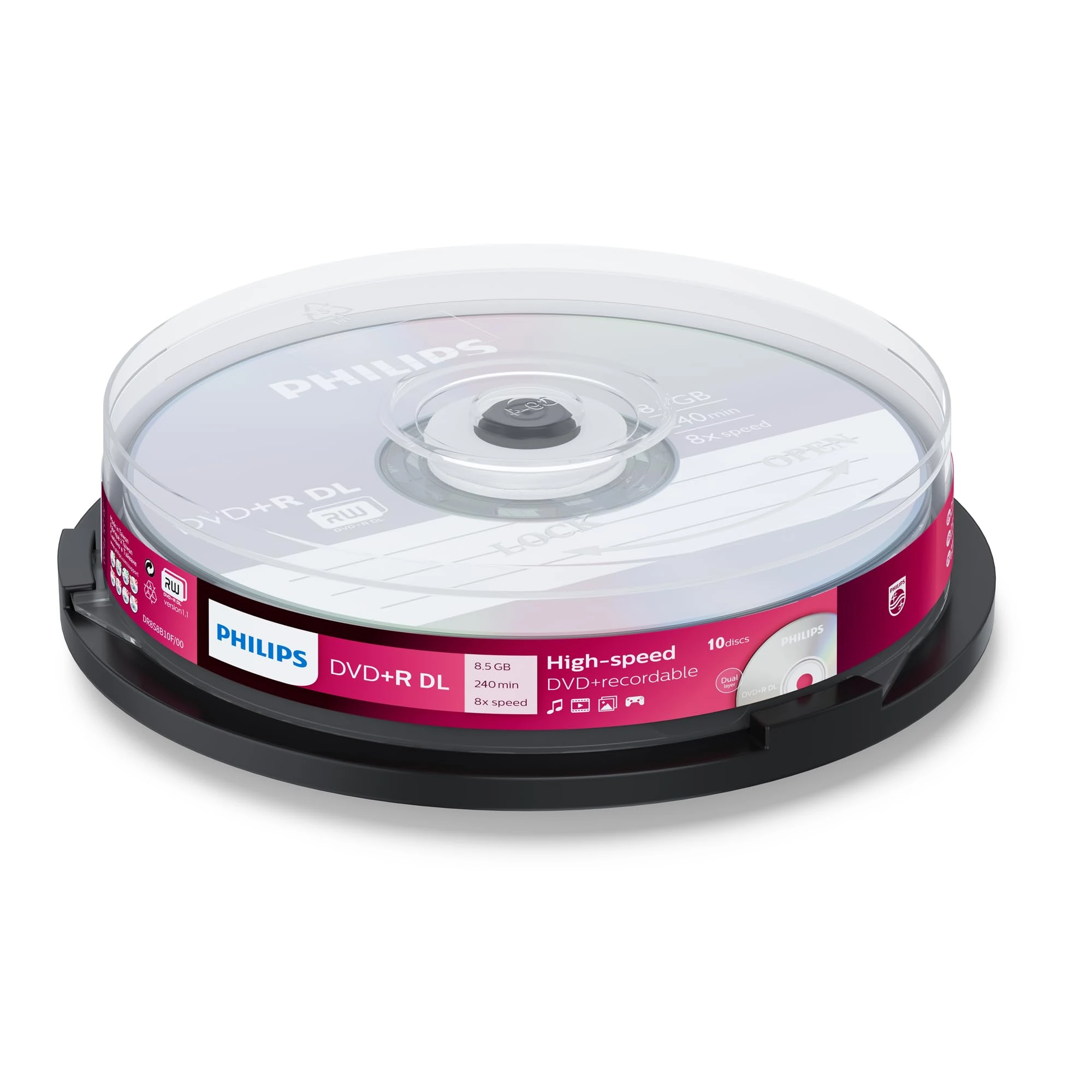 Philips 10x DVD+R DL, 8.5GB/240min, 8x, DR8S8B10F_00