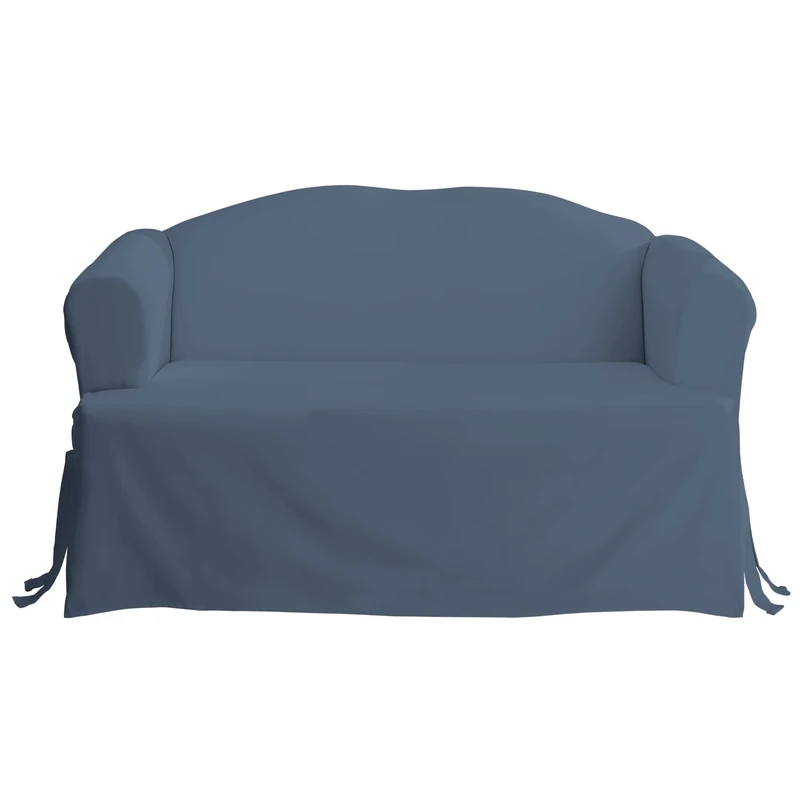 Surefit Duck Solid T-Cushion - Sofa Slipcover - Bluestone (SF33061)