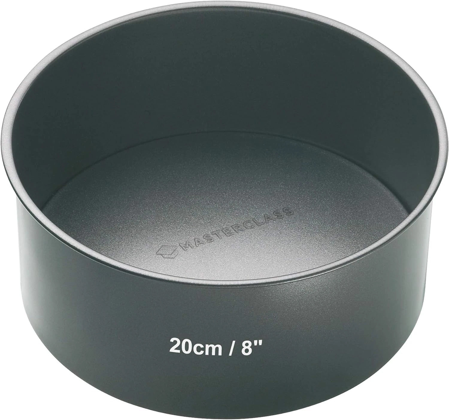 MasterClass 20 cm Deep Cake Tin with PTFE, PFOA and BPA Free Non Stick, Robust 1mm Thick Carbon Steel and Loose Bottom, 8 Inch Round Pan, Grey