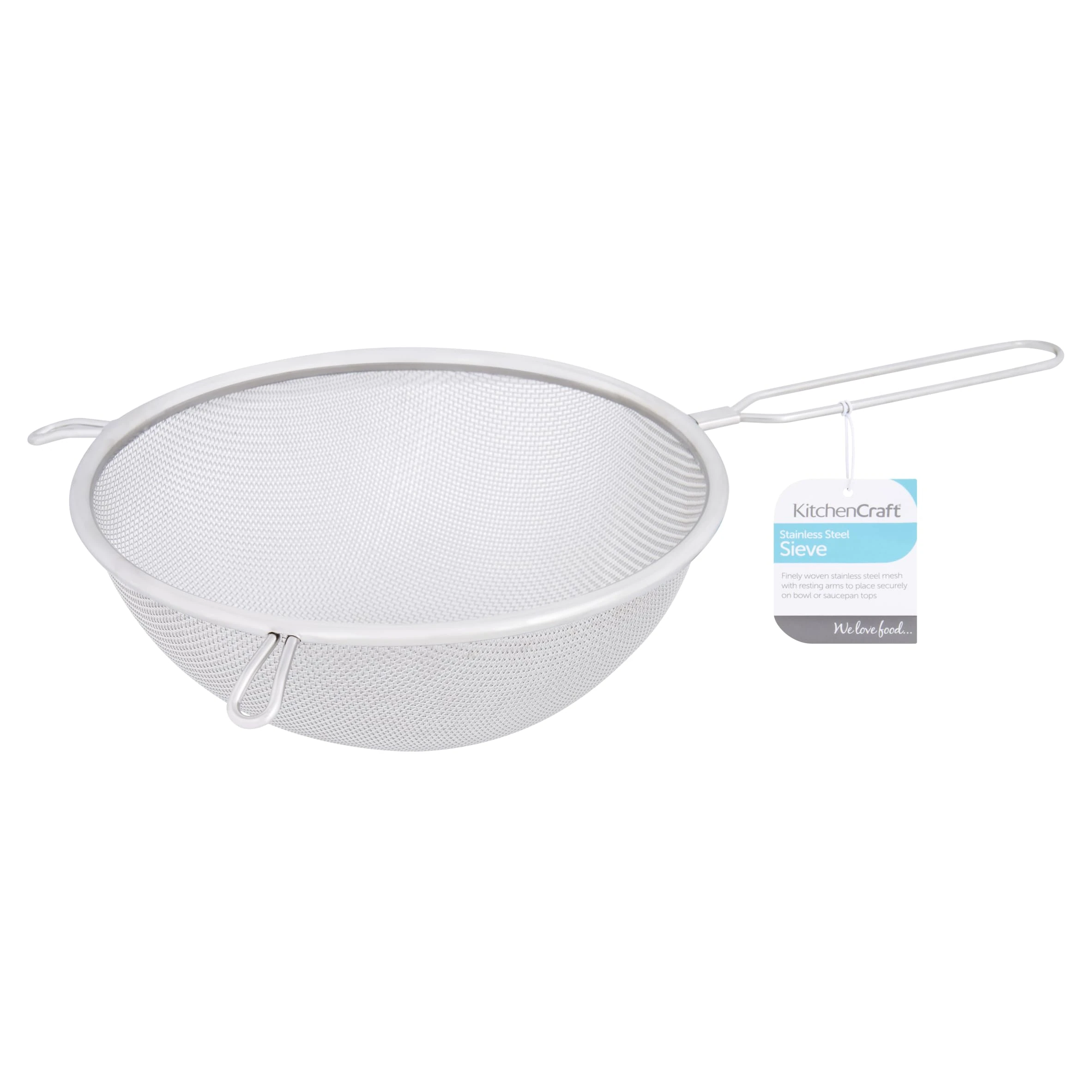 KitchenCraft Large Sieve 2 cm, Stainless Steel, Ideal for Baking and Cooking, Essential Kitchen Accessory, Silver