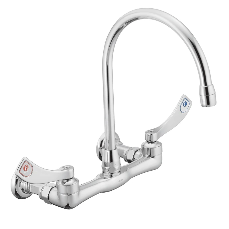 Moen Commercial M-DURA Chrome Two-Handle Wall Mount Kitchen or Utility Faucet, 8126