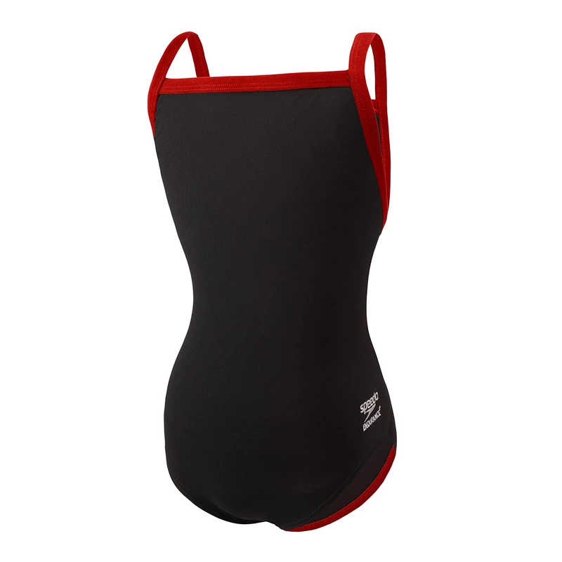 Speedo Women's Swimsuit One Piece Endurance+ Flyback Solid Adult Team Colors Black/Red