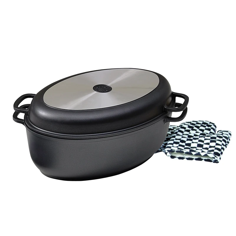 Karl Kruger Leipzig Aluguss Series Multibreter, with Grill Cover and 1 Pair of Gloves, 8 l