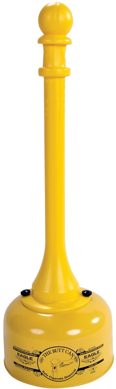Eagle 1202 Galvanized Steel Poly Tube Cigarette Butt Receptacle, 2-1/2 gallon Capacity, 35" Height, 11" Diameter, Yellow
