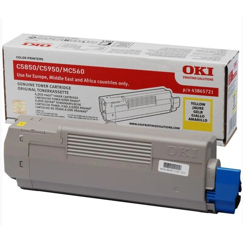 OKI C5850 Toner Cartridge 6000 Pages - Yellow
