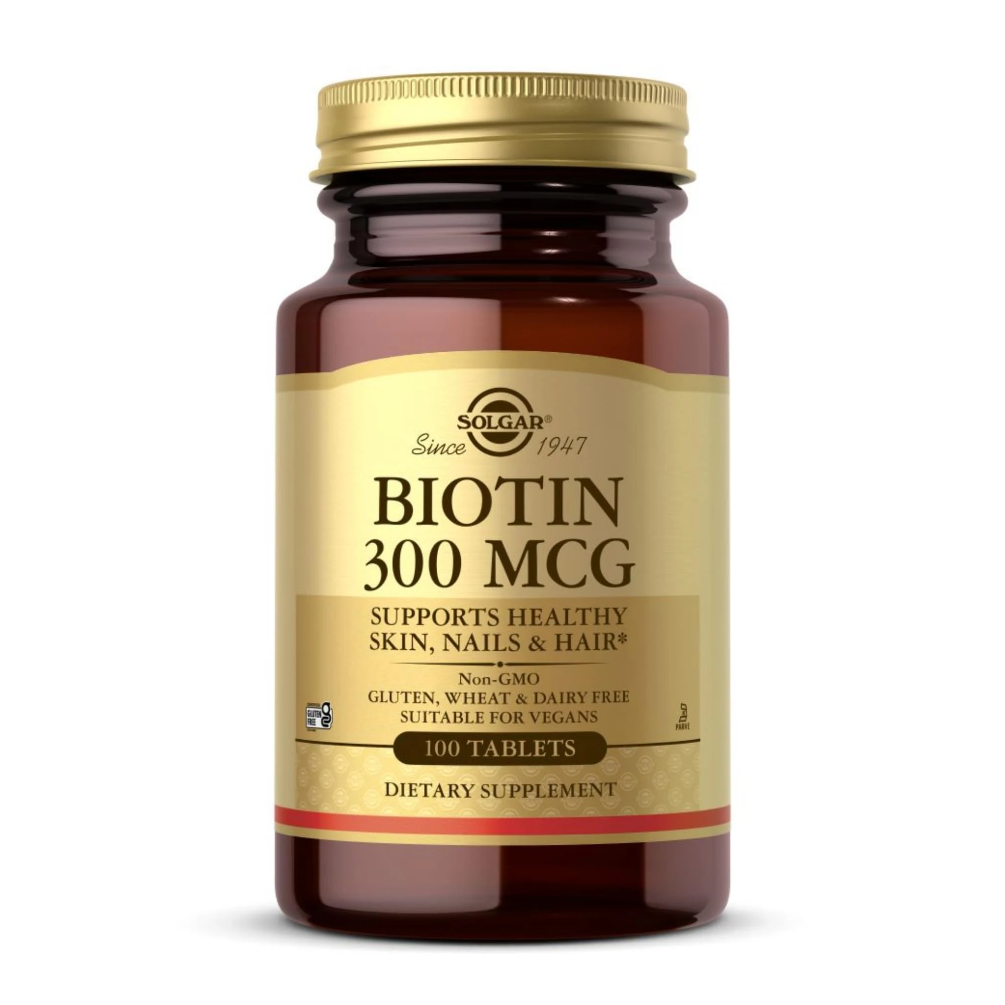 Solgar Biotin 300 µg Vegetable Capsules - Pack of 100 - For Healthy Hair and Skin - Promotes Energy and Vitality - Vegan