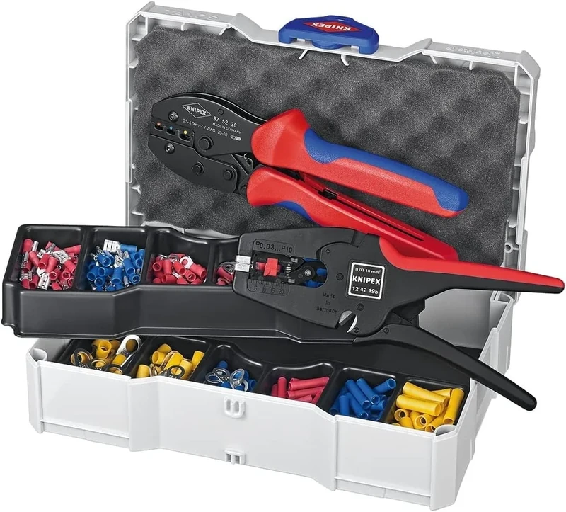 Knipex 97 90 22 Crimp Assortments with Crimping Plier and insulation Stripper, Multi-Colour