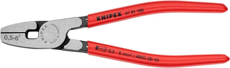 KNIPEX Crimping Pliers for Wire Ferrules with Front Loading with Plastic Coating 180 mm, 97 81 180