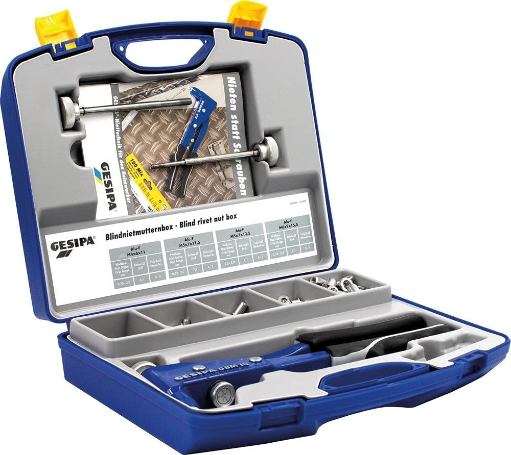 Gesipa 1435455 "GBM 30" Blind Rivet Nut Hand Tool, Blue/Black