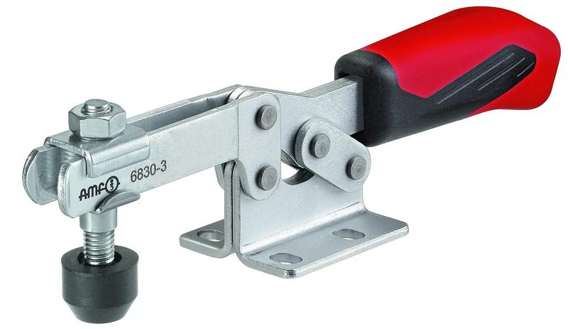 AMF 93047 "6830" Horizontal Acting Toggle Clamp with Horizontal Base, Silver/Red, Size 4