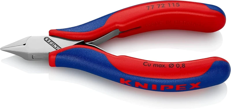 KNIPEX Electronics Diagonal Cutter with Box Joint with Multi-Component Handles 115 mm, 77 72 115