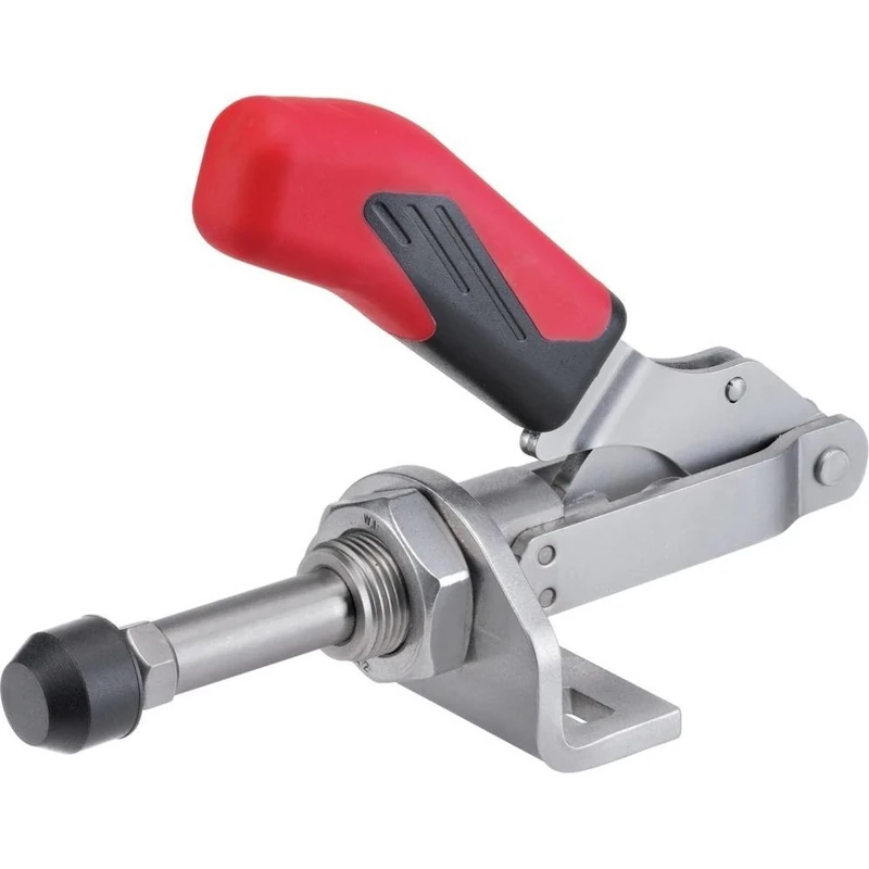 AMF 94136 Push-Pull Type Toggle clamp "6841", Size 3, with Angle Base, red/Silver