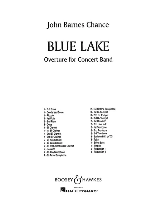 Blue Lake: Overture. QMB 372. Wind band. Partition et parties.