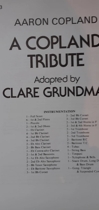 A Copland Tribute: QMB 493. Wind band. Partition et parties.