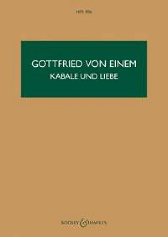Kabale und Liebe: Opera in two acts. HPS 906. op. 44. Partition d'étude.