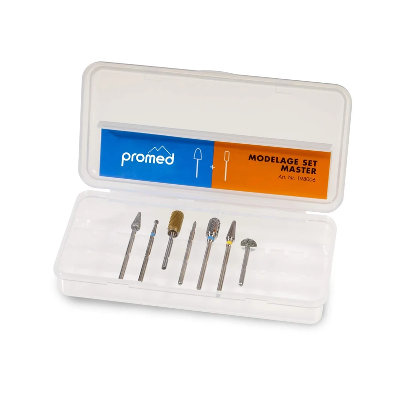 Promed Master Set, 7 Sapphire Carbide & Diamond Grinding Bits, Nail File Bits for Electric Nail File/Drill