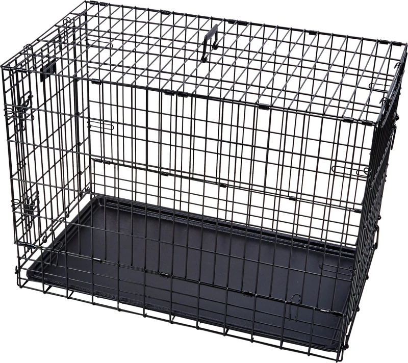 MidWest Side-by-Side Double Door SUV Crate with Plastic Pan, 36 Inches by 21 Inches by 26 Inches