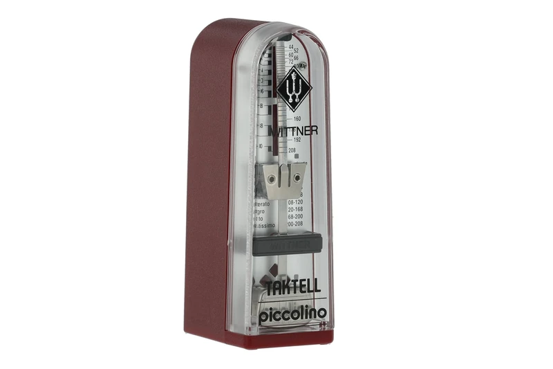 Wittner Metronome Taktell Piccolino Series 890 - Plastic casing - Without bell - Ruby red - Mechanical winding - No batteries required - Made in Germany